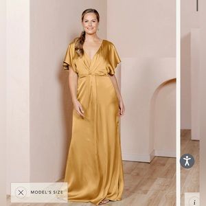 Revelry Gwen Satin Dress in Gold - Never worn!
